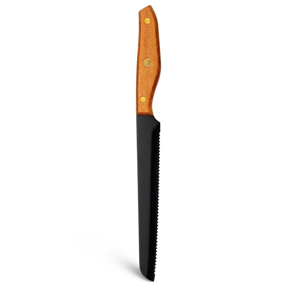 Conjunto de cuchillos de chef de mango 6pcs con afilador de cuchillo en soporte de madera